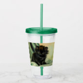 Vintag Black Kitten Illustration Acryltrinkbecher (Vorderseite)