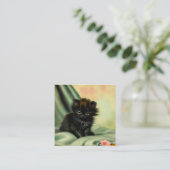 Vintag Black Kitten Illustration Begleitkarte (Stehend Vorderseite)