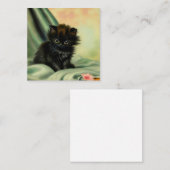 Vintag Black Kitten Illustration Begleitkarte (Vorne/Hinten)