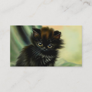 Vintag Black Kitten Illustration Begleitkarte