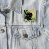 Vintag Black Kitten Illustration Button (Beispiel)