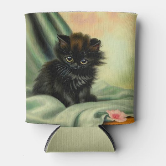 Vintag Black Kitten Illustration Dosenkühler (Vorderseite)