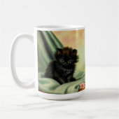 Vintag Black Kitten Illustration Kaffeetasse (Links)