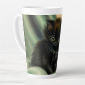 Vintag Black Kitten Illustration Milchtasse (Linke Ecke)