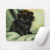 Vintag Black Kitten Illustration Mousepad (Mit Mouse)