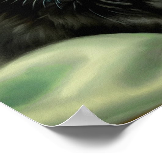 Vintag Black Kitten Illustration Poster (Ecke)