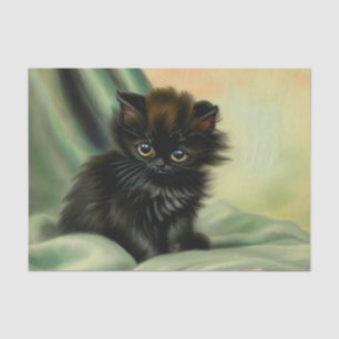 Vintag Black Kitten Illustration Seidenpapier