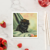 Vintag Black Kitten Illustration Serviette (Beispiel)