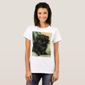 Vintag Black Kitten Illustration T-Shirt (Vorne ganz)