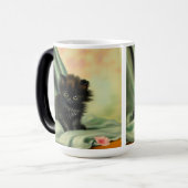 Vintag Black Kitten Illustration Verwandlungstasse (Vorderseite Links)