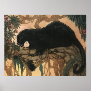 Vintag Black Panther Cat Poster