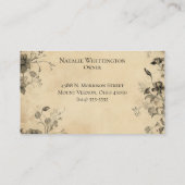 Vintag Black & Tan Floral Visitenkarte (Rückseite)