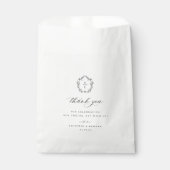 Vintag Black Wappen Monogram Wedding Danke Geschenktütchen (Vorderseite)