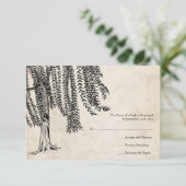 Vintag Black Willow Tree Wedding RSVP Karte (Stehend Vorderseite)