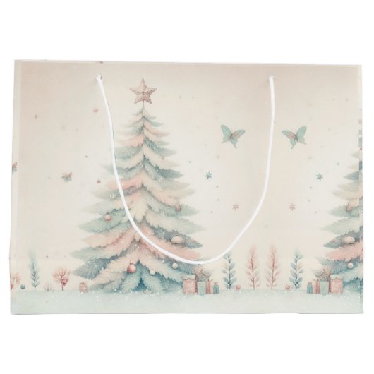 Vintag blass Frohe Weihnachten Große Geschenktüte (Rückseite)