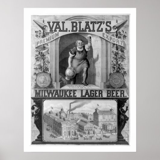 Vintag Blatz's Milwaukee Lager Beer Poster (Vorne)