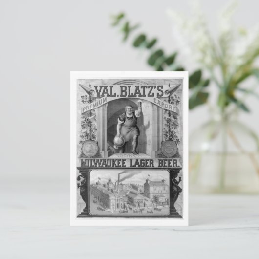Vintag Blatz's Milwaukee Lager Beer Postkarte (Stehend Vorderseite)