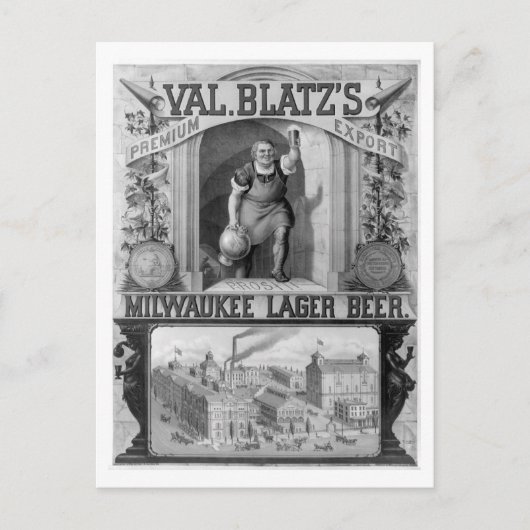 Vintag Blatz's Milwaukee Lager Beer Postkarte (Vorderseite)
