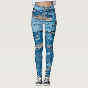 Vintag Blau: Alte Holzstruktur Leggings