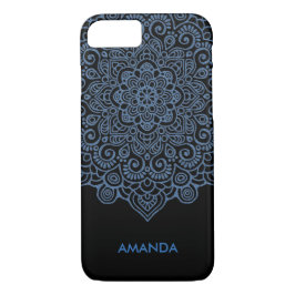 Vintag-blau-metallisches Intricate Lace Mandala we Case-Mate iPhone Hülle