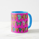 Vintag-Blau-Rot-Schmetterlinge-Kaffee Tasse (VorderseiteRechts)