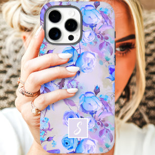 Vintag Blau und Lavendelblutmonogramm iPhone 16 Pro Max Hülle
