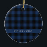 Vintag Blau und Schwarz Buffalo Kariert Personalis Keramik Ornament<br><div class="desc">Vintag Blau und Schwarz Buffalo Karierte Personalisierte Weihnachtsfeier Keramik</div>