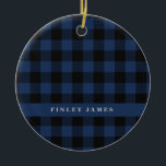 Vintag Blau und Schwarz Buffalo Kariert Personalis Keramik Ornament<br><div class="desc">Vintag Blau und Schwarz Buffalo Karierte Personalisierte Weihnachtsfeier Keramik</div>