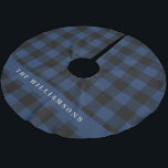Vintag Blau und Schwarz Buffalo Kariert Personalis Polyester Weihnachtsbaumdecke<br><div class="desc">Vintag Blue and Black Buffalo Karierter Personalisierter Weihnachtsbaumrock</div>