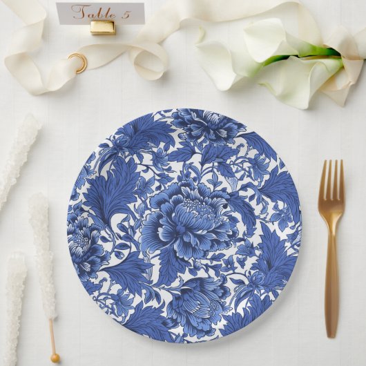 Vintag Blau und Weiß Chintz Traditionell Pappteller (Hochzeit)