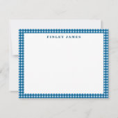 Vintag Blau und Weiß Gingham Kariert Personalisier Mitteilungskarte (Vorderseite)