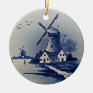 Vintag Blau und Weiß Keramik Ornament