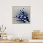 Vintag Blau und Weiß Poster (Küche)