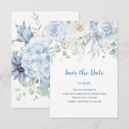 Vintag Blau und Weiß Save the Date