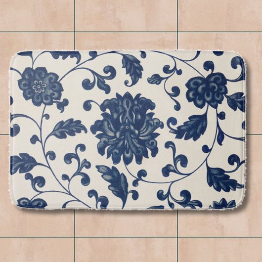 Vintag Blau Weiß Chinoiserie Muster Blumenmuster Badematte