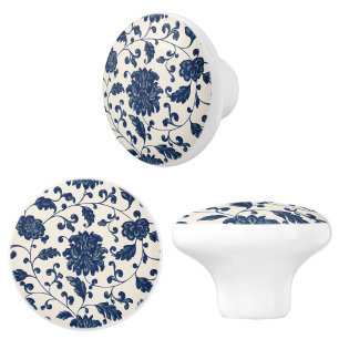 Vintag Blau Weiß Chinoiserie Muster Blumenmuster Keramikknauf