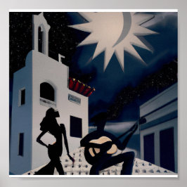 Vintag-blau-weiß-digitaler Deko