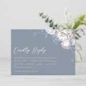 Vintag Blau Weiß & Graue Blüten Zeichnend (Stehend Vorderseite)