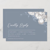 Vintag Blau Weiß & Graue Blüten Zeichnend (Vorne/Hinten)