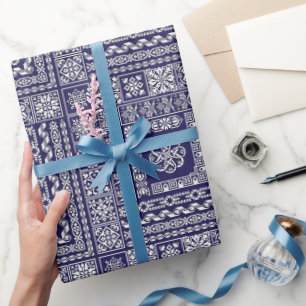 Vintag-blau-weiß-marokkanisches Muster Geschenkpapier