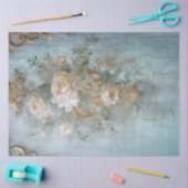 Vintag-blaue alte Mauer weiß-englische Rose Seidenpapier (Basteln)