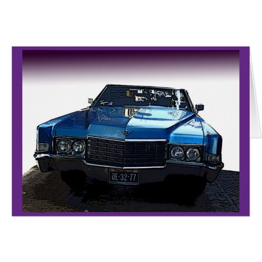Vintag-blaue Cadillac-Karte (Vorderseite (Horizontal))