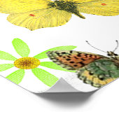 Vintag-blaue, gelb-farbige Schmetterlinge Poster (Ecke)