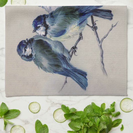 Vintag Blaue Graue Wasserfarben Geschirrtuch (Gefaltet)