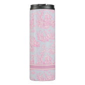 Vintag-blaue Rosa-Toile-de-jouc-gedruckt Thermosbecher (Rückseite)