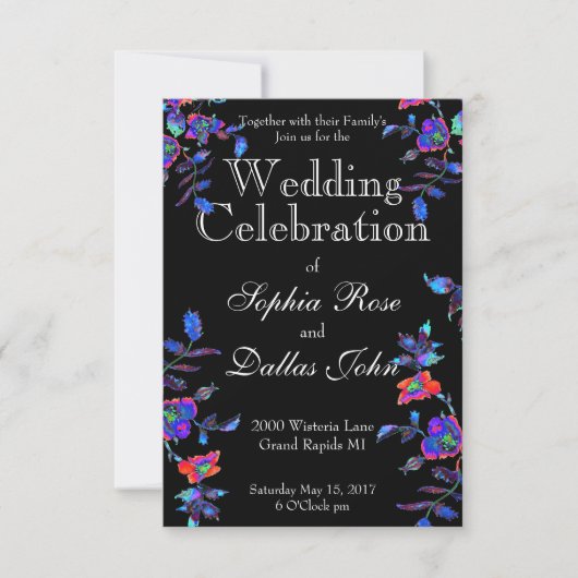 Vintag-blaue Rose-Hochzeit Einladung (Vorderseite)