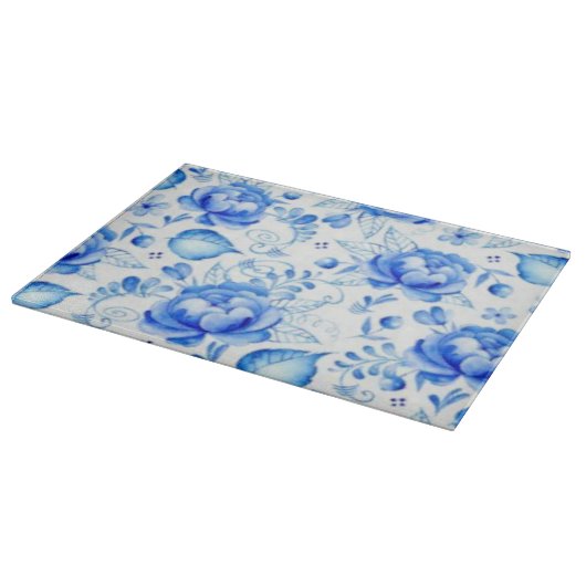 Vintag. Blaue Rose. Schneidebrett (Ecke)