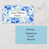   Vintag. Blaue Rose. Visitenkarte (Vorne/Hinten)