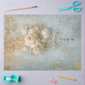 Vintag-blaue Roses-Goldfolie Decoupage Seidenpapier (Basteln)