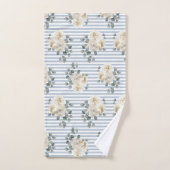 Vintag Blaue Streifen Blumenmuster Shabby Chic Badhandtuch Set (Handtuch)